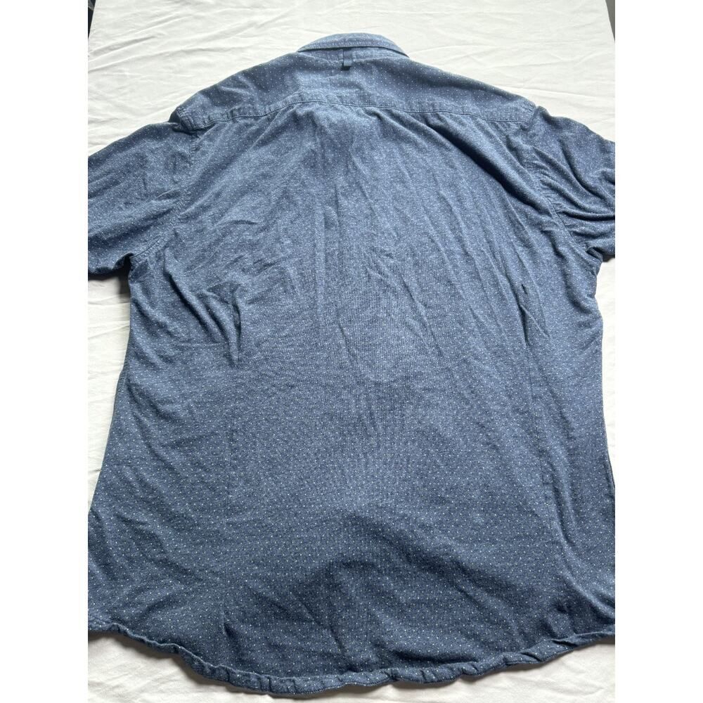 WRK Work Rest Karma Slim Button Shirt Blue Dot Cotton XL Short Sleeve Casual - Picture 8 of 10